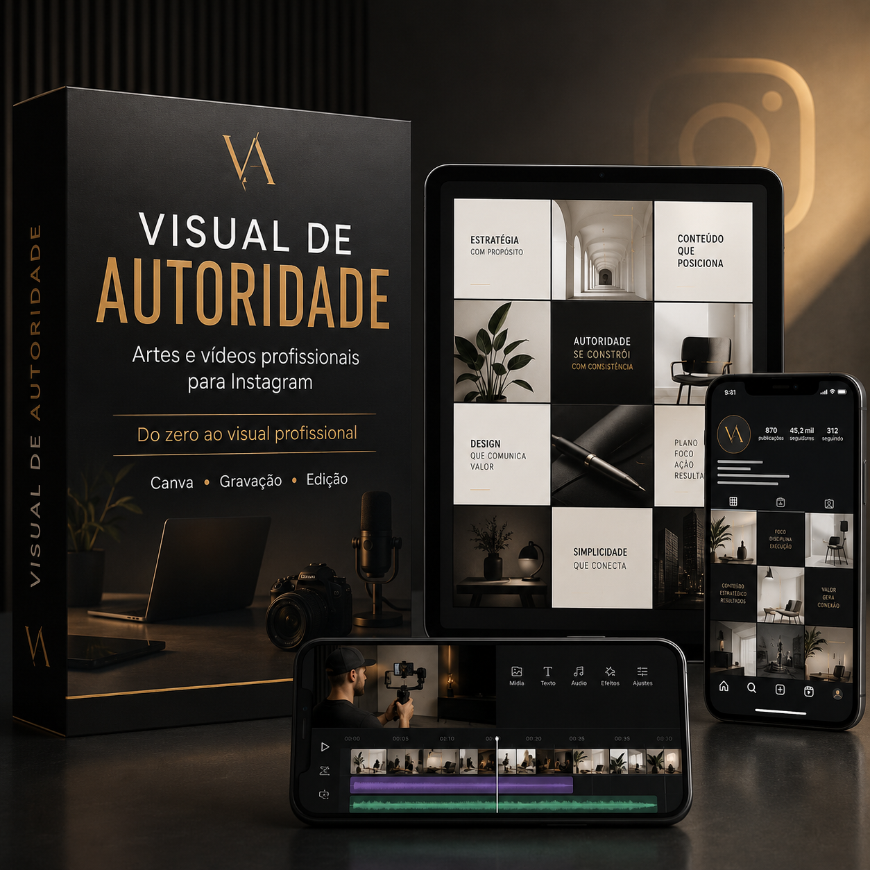 Mockup do curso Visual de Autoridade no celular